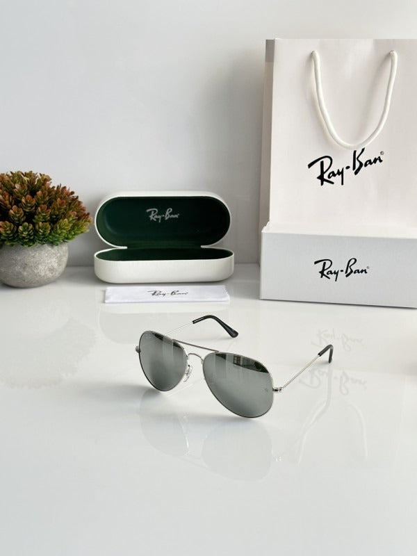 Rayban Stylish Silver Glass Men's And Women's Sunglass Heavy Quality Silver Color Stick RB-3473