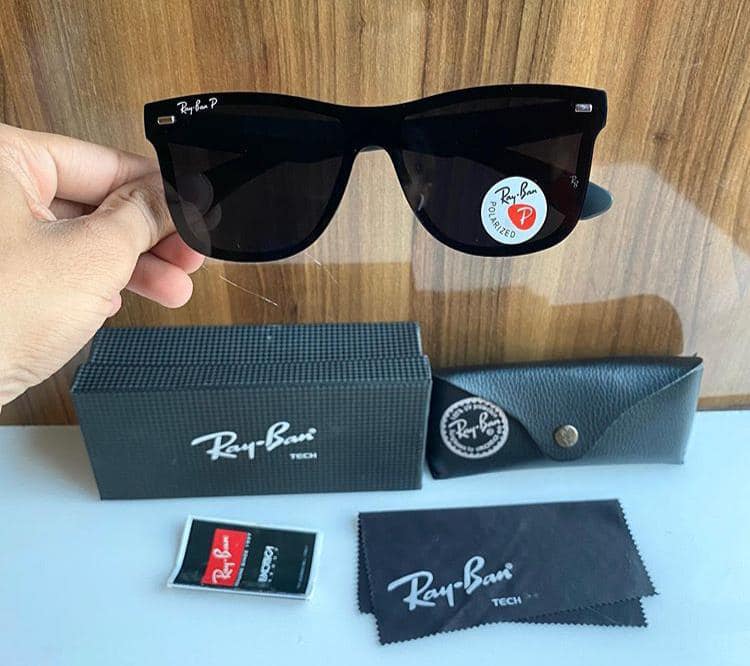 Rayban Brand New Stylish Square Black Blaze Sunglass Men's And Women's Sunglass Heavy Quality Matt Black Frame Color And Black lens Sunglass RB-8936