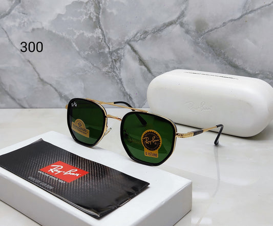 RayBan Retro Green Glass And Gold Frame Sunglasses Unisex Sunglass For Men's Women and Girl's -RB-4933