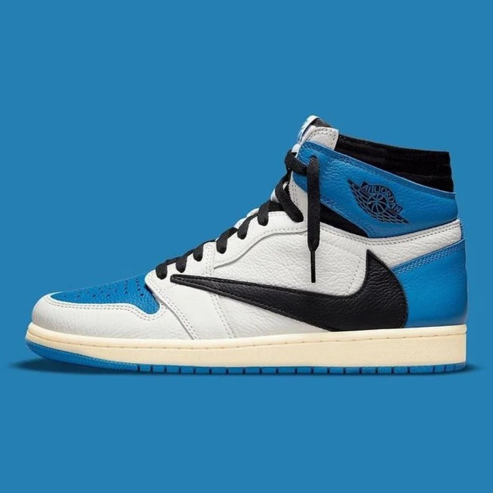 Fragment Design x Travis Scott x Air Jordan 1 Retro High OG SP Sail Black Military Blue DH3227-105