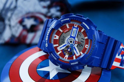 Casio G-SHOCK x MARVEL AVENGERS CAPTAIN AMERICA GA-110CAPTAIN-2PR