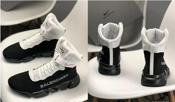 Nike Air Balenciaga High Top White Black Shoe - Balenciaga-Speed-Trainer-022