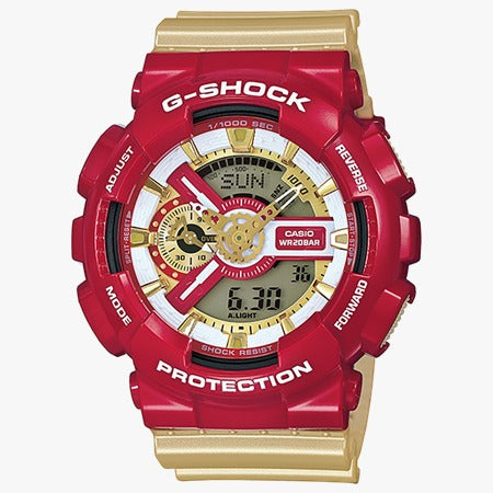 Casio G-Shock Jam Tangan Iron Man Edition Watch Dual Time Robber Strap Watch For Men -Unisex Fancy look premium quality GA-110CS-4ADR