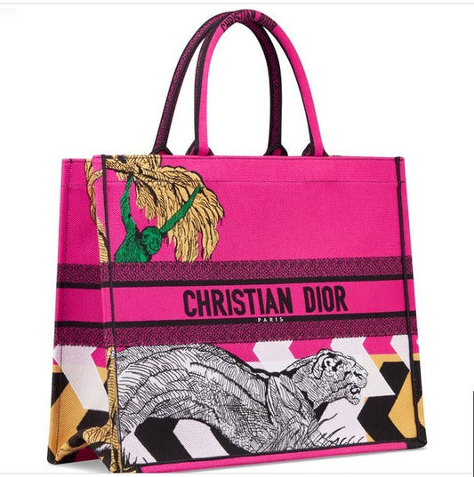 Christian Dior Women Fashion Western Style Tote Multicolor Toile de Jouy Zoom Pop Embroidery Medium Bag For Women's Or Girls Bag - Best Casual Use Bag DR-M929