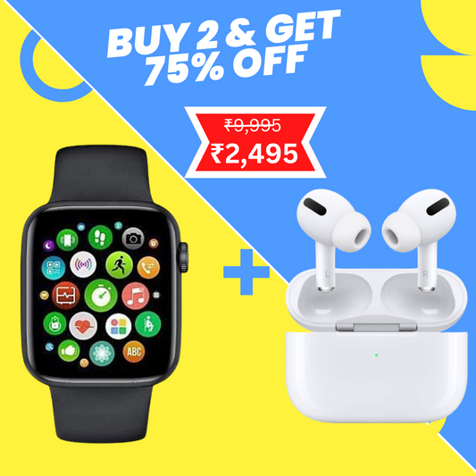 Apple Air Pods for Iphone or Android With White Color & Black Smart Watch, The Pinnacle of Innovation with Unmatched Features