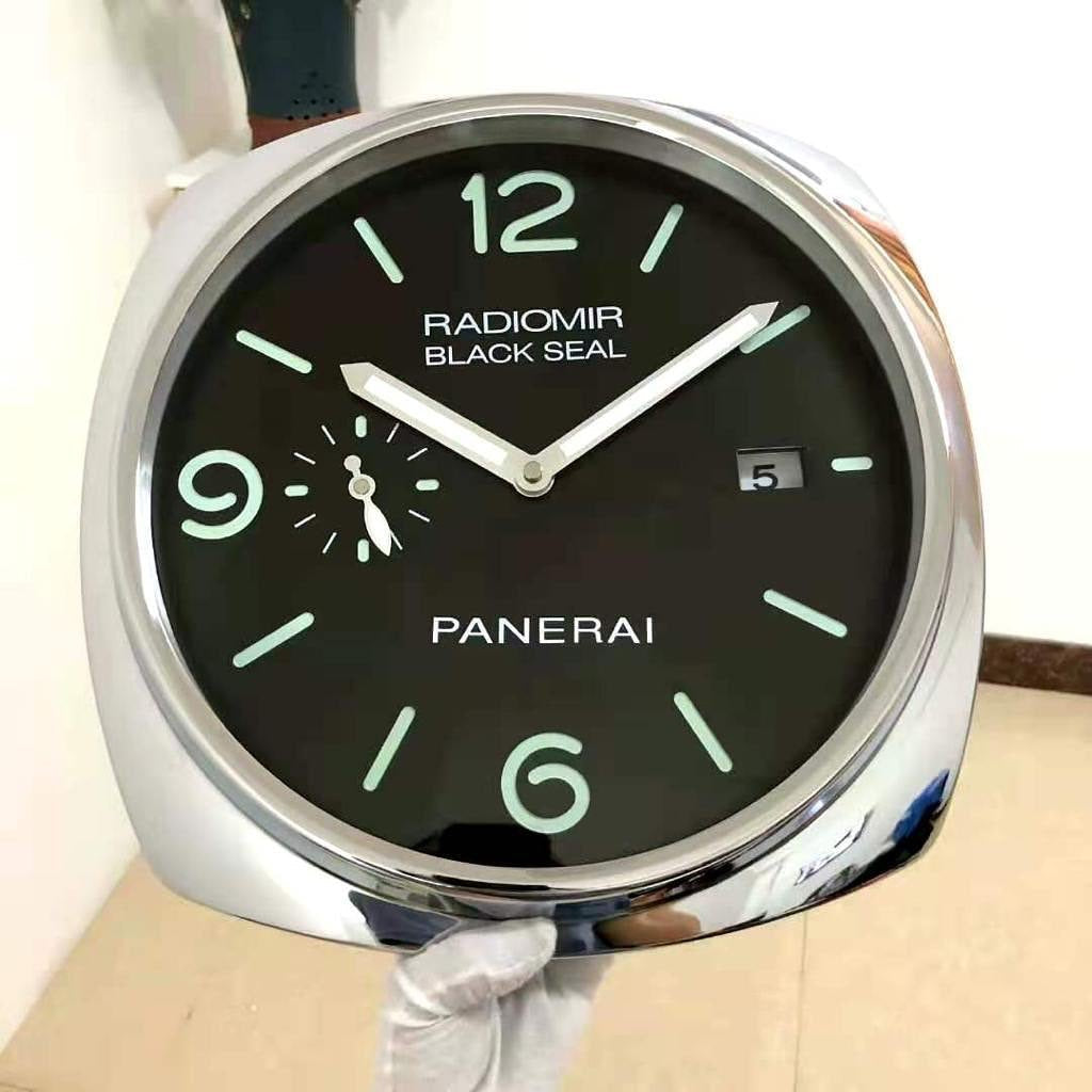 Panerai High Quality Silver Case with Black Dial Wall Clock Stainless Steel Metal Wall Clock PR-WC-909