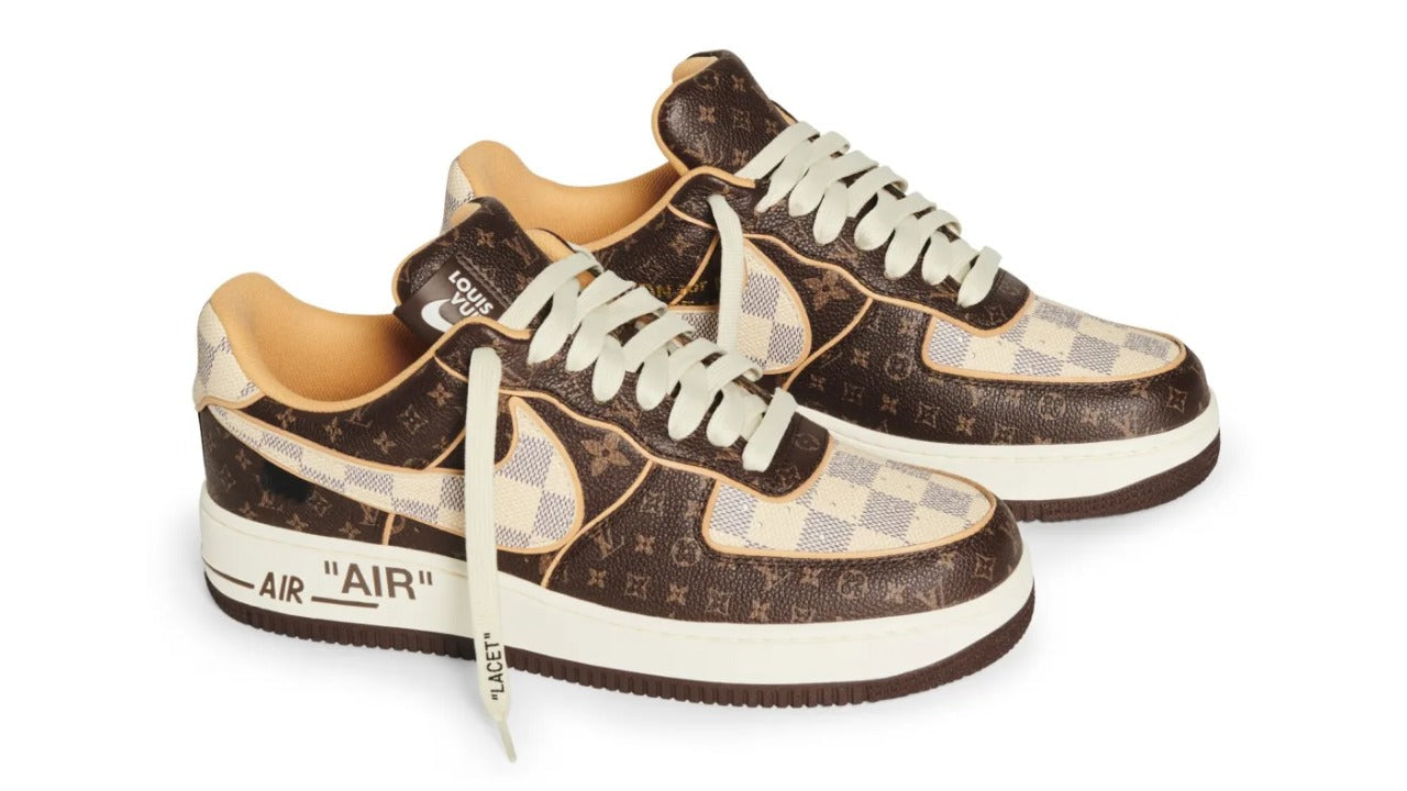 Nike Louis Vuitton LV x Nike Men's 7.5 Virgil Abloh Damier Azur Monogram Air Force 1-LU2409215694852