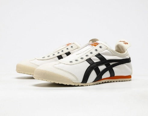 Onitsuka Tiger MEXICO 66 Slip-On Sneakers Casual Shoes For Man And Boys White Black Orange D3K0N-0090