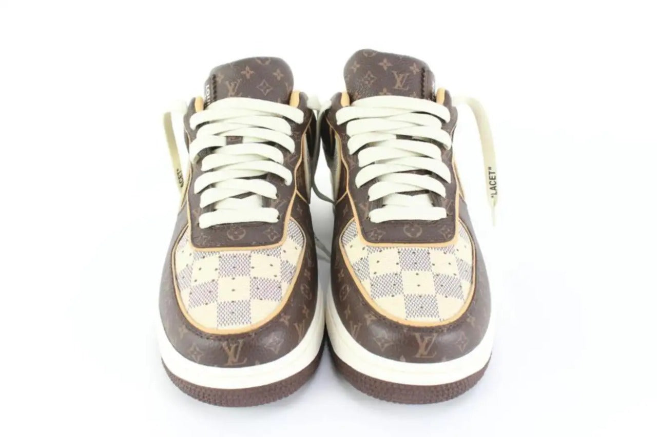 Nike Louis Vuitton LV x Nike Men's 7.5 Virgil Abloh Damier Azur Monogram Air Force 1-LU2409215694852