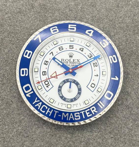 Rolex Yacht Master ll Wall Clock White Dial With Metal Blue Case RLX-WC-790