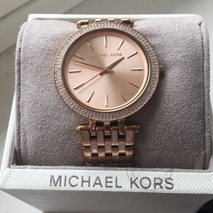 MK Darci Rose Gold Diamond Case Women's Watch for Girl or Woman Rose Gold Dial MK3192