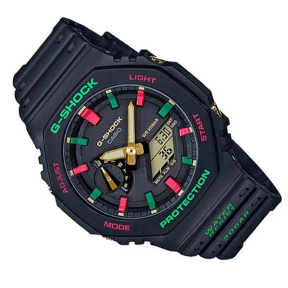 Casio G-Shock Analog Digital Black Color Belt Men's Watch For Man With Black Dial Gift Watch GA-2100TH-1ADR