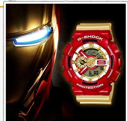 Casio G-Shock Jam Tangan Iron Man Edition Watch Dual Time Robber Strap Watch For Men -Unisex Fancy look premium quality GA-110CS-4ADR