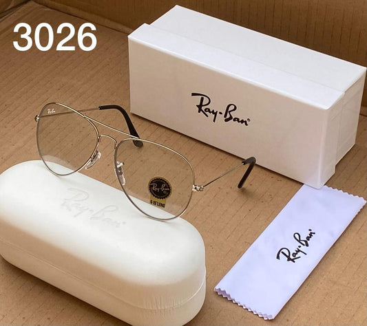 RB Aviator Heavy Quality Transparent Lens And Silver Frame Transparent Sunglass New stylish Men's And Women's Sunglass With Silver Strap RB-3027