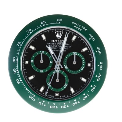 Rolex Wall Clock Black Dial With Green Metal Case Cosmograph Design Metal Art Wall Clock RLX-WC-571