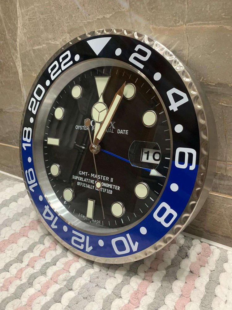 Rolex Wall Clock Quartz Analog Multi Color With Black Dial/Black & Blue Case Clock RLX-WC-119