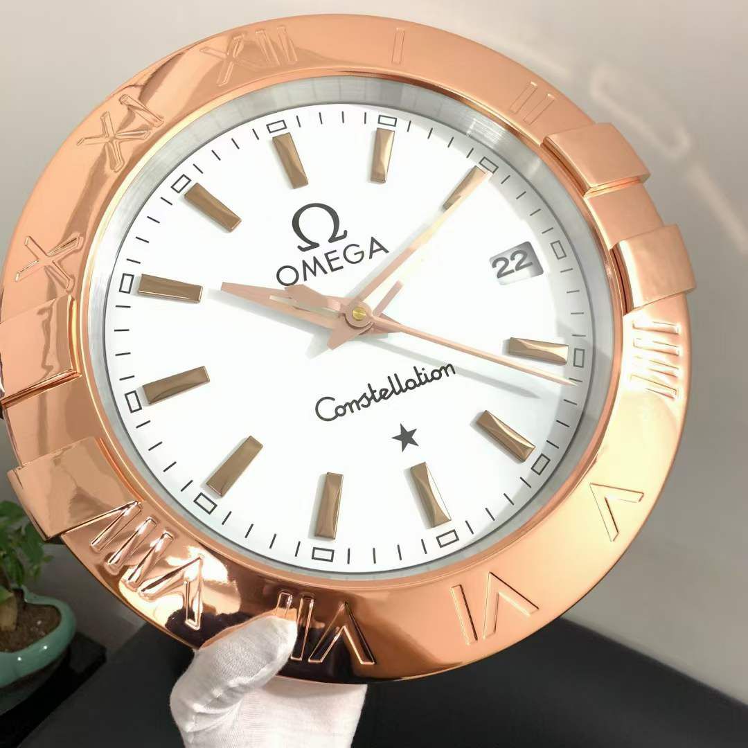 Omega Wall Clock Analog Rose Gold With White Dial Quartz Clock OG-WC-909