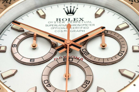 Rolex Wall Clock White Dial With Metal Rose-Gold Case Cosmograph Design Metal Art Wall Clock RLX-WC-788