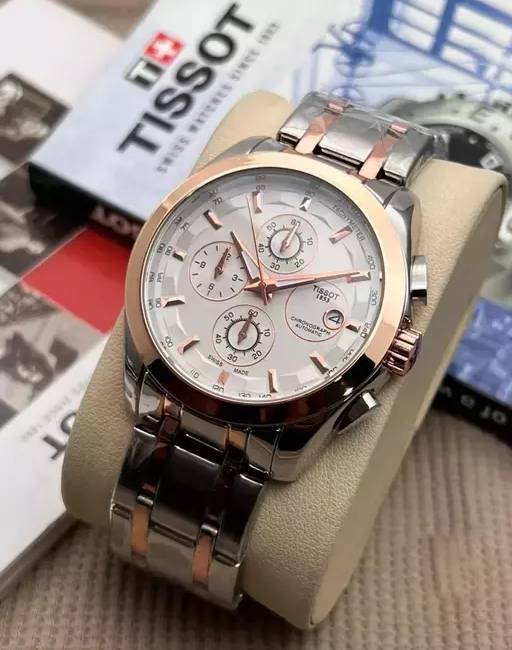 Tissot Chronograph Dual Tone Men's Watch for Man Silver Rose Gold - Gift TS-860SG